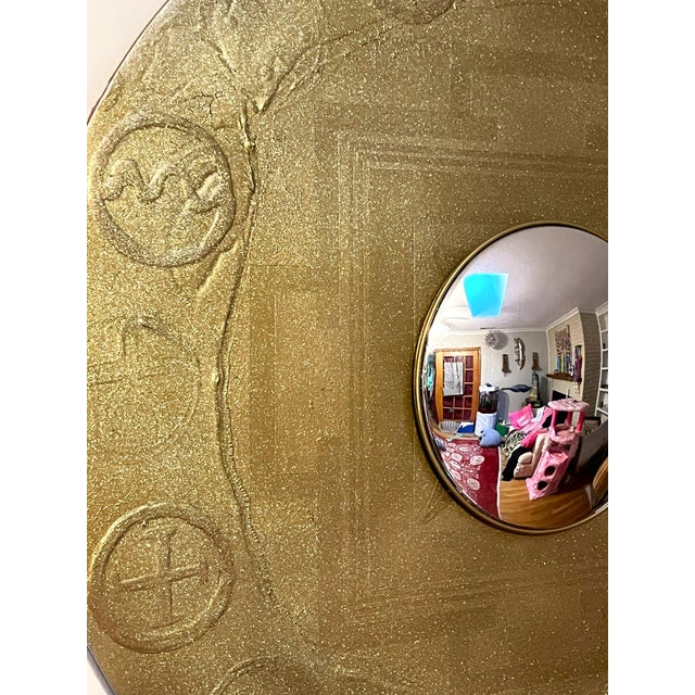 Gold Golden Mandala With Mirror Eye For Sale - Image 8 of 9