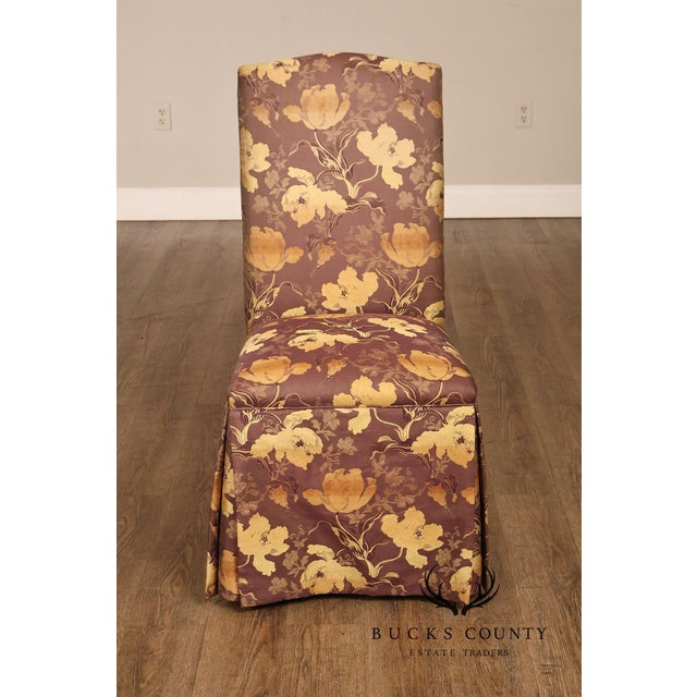 2000 - 2009 Pair of Upholstered Parsons Style Dining Chairs For Sale - Image 5 of 16