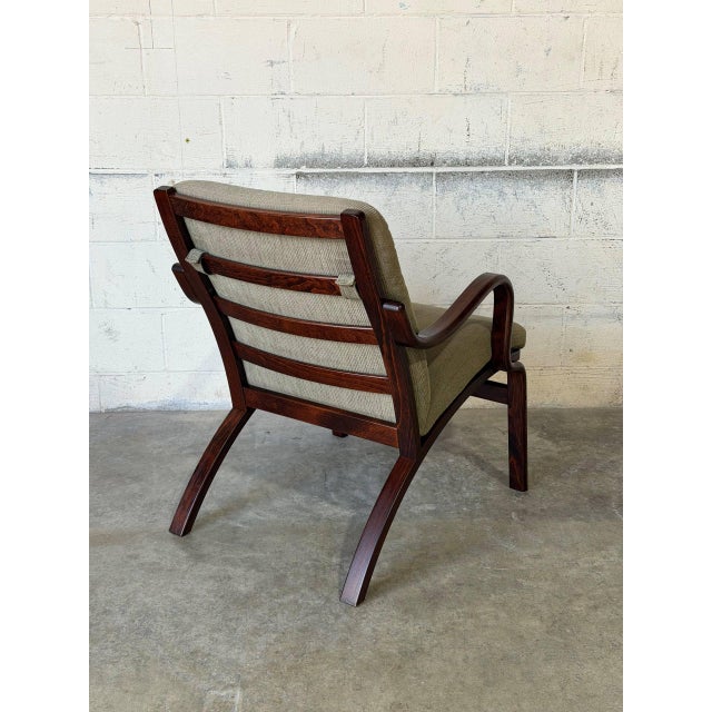 Rosewood Bentwood Lounge Chair With Grey Upholstery Danish Mid-Century Modern 1970s For Sale In Los Angeles - Image 6 of 8