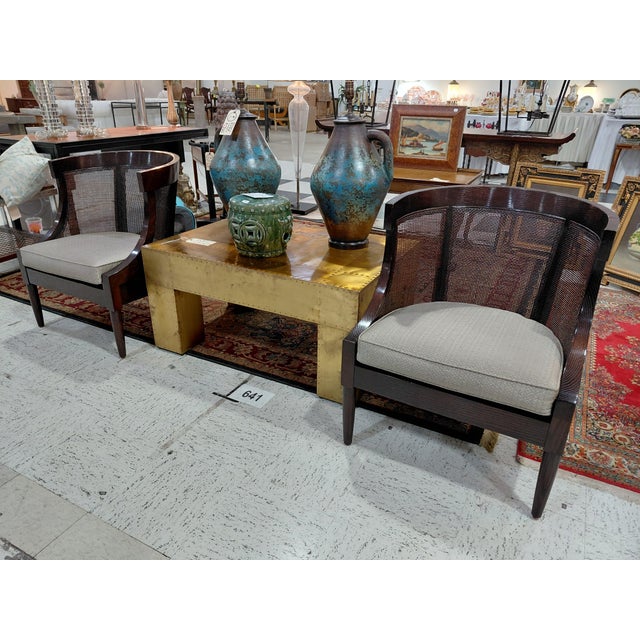 Late 20th Century Dessin Fournir Art Deco Style Cane Accent Chairs – Pair For Sale - Image 15 of 17