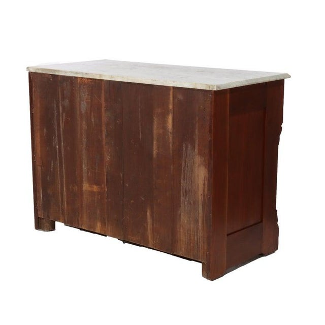 Brown Antique Eastlake Walnut Five Drawer Marble Top Dresser C1890 For Sale - Image 8 of 10