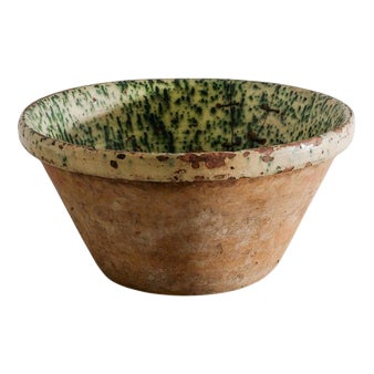 Large Antique Decorative Teracotta Stoneware Bowl, 1800s For Sale