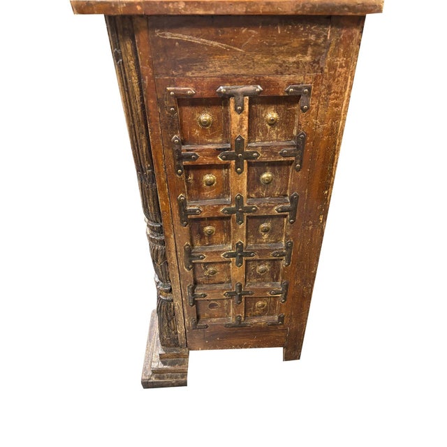1940s Mexican Colonial Style Rustic Bar With Iron Strapwork & Carved Columns For Sale In Los Angeles - Image 6 of 11