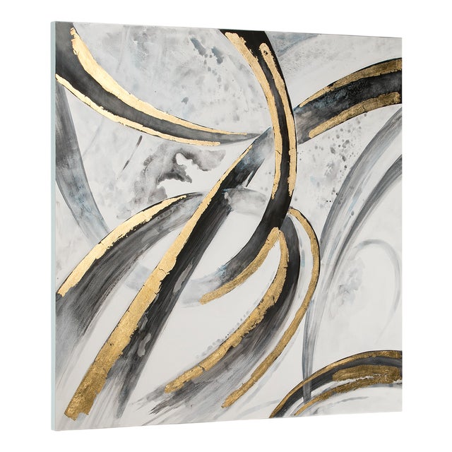 Black Stripes with Gold, 2000s, Canvas Artwork For Sale