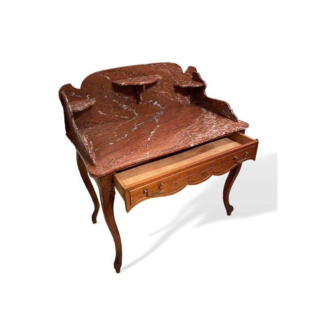 French Marble-Top Washstand Dry Sink With Marble Surround and Shelves For Sale - Image 4 of 10