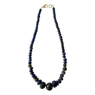 Ancient African Necklace, Cobalt Blue Glass Beads Dating Back to the 1500s For Sale