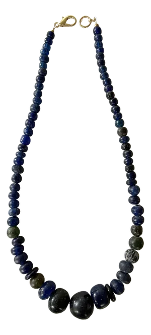 Ancient African Necklace, Cobalt Blue Glass Beads Dating Back to the 1500s