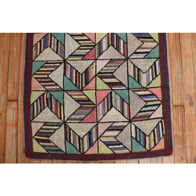 Early 21st Century Dazzling Geometric American Hooked Scatter Rug For Sale - Image 5 of 6