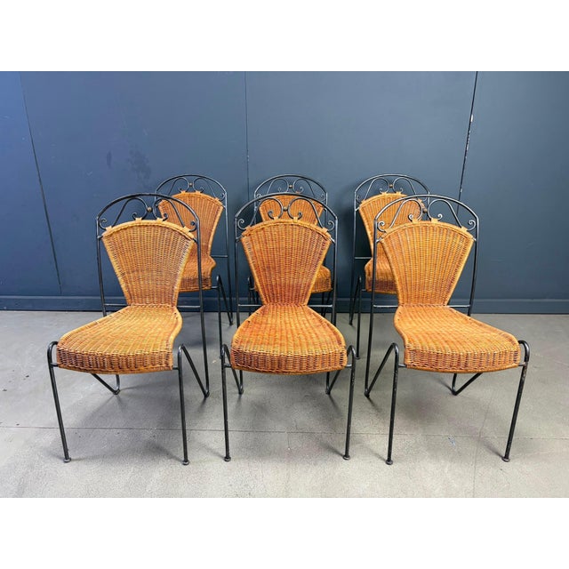 Rustic Wicker Chairs from Frederick Weinberg, 1960s, Set of 6 For Sale - Image 3 of 10