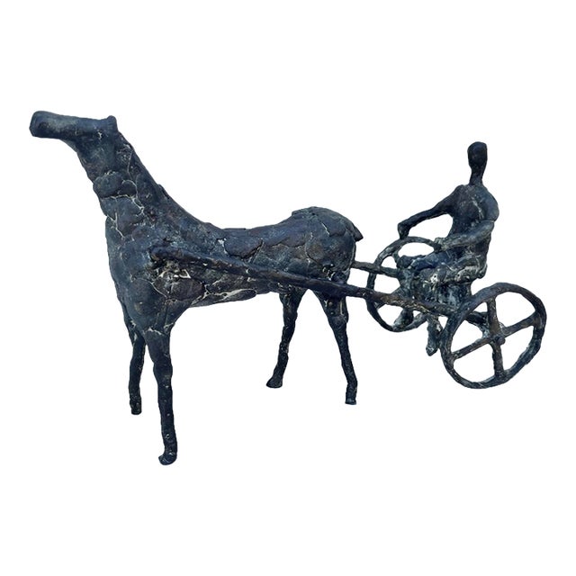 Mid-Century Bronze of a Horse With Sulky For Sale