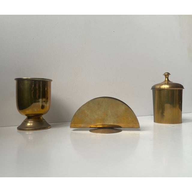 Vintage Vanity Set in Brass, 1970s, Set of 3 For Sale - Image 10 of 10