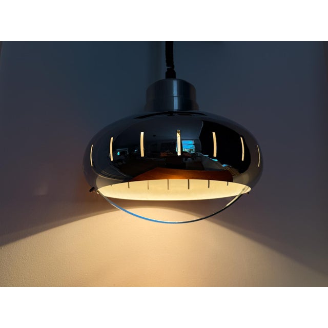 Mid-Century Modern Space Age Dutch Pendant Lamp in Chrome by Herda, 1970s For Sale - Image 9 of 12