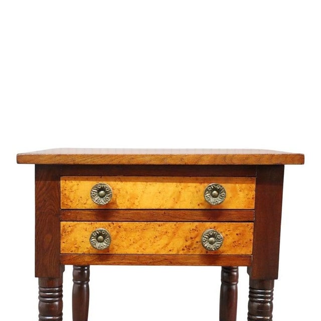 Sheraton Mahogany & Bird’s Eye Maple 2 Drawer Sewing Stand C1830 For Sale - Image 9 of 13