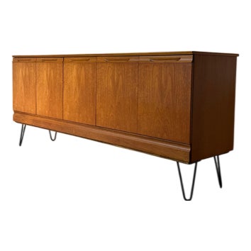 Mid-Century Modern Teak 5-Door Sideboard with Hairpin Legs from Meredew For Sale