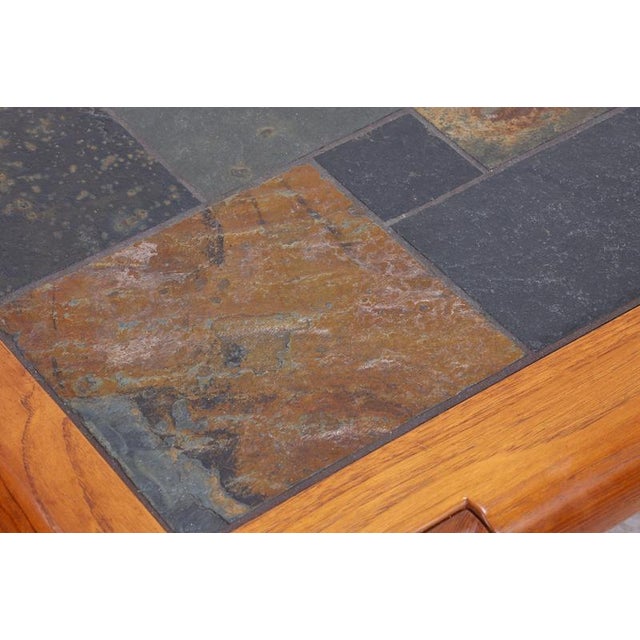 Wood Mid-Century Danish Teak Coffee Table with Slate Top For Sale - Image 7 of 11