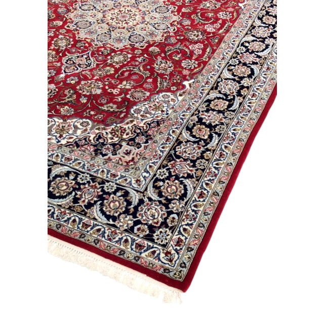 Modern Persian Isfahan Silk & Wool Red Area Rug- 5' 0" X 7' 8" For Sale - Image 3 of 5