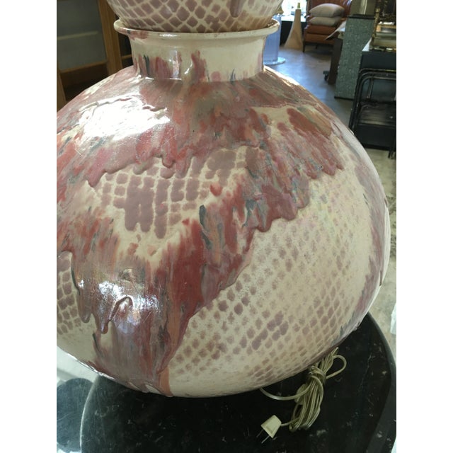 Vintage Sculptural Post Modern Drip Glaze Ceramic Lamp For Sale - Image 4 of 12