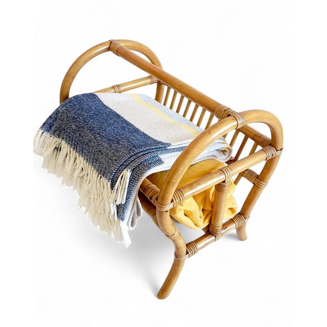 French riviera bamboo and rattan magazine rack or blanket holder, spain, 1960s a charming and versatile french riviera-...