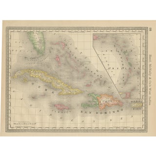 Antique Caribbean Map by Rand McNally, 1888 For Sale
