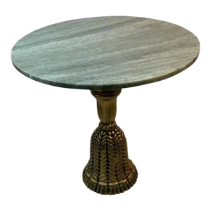 1940s Italian Marble Top Gilt Carved Wood Tassel Table