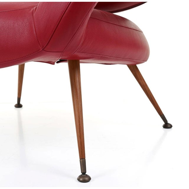 Set of Model DU55 Chairs in Red Leather by Gastone Rinaldi for Poltrona Frau, 1954 For Sale - Image 6 of 18
