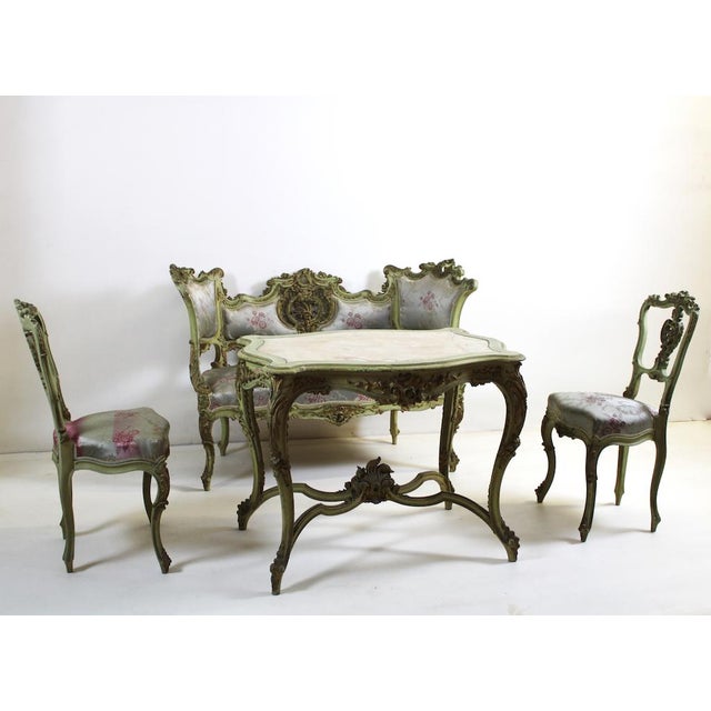 Venetian Art Nouveau Table, Settee & Chairs, Set of 4 For Sale - Image 15 of 15