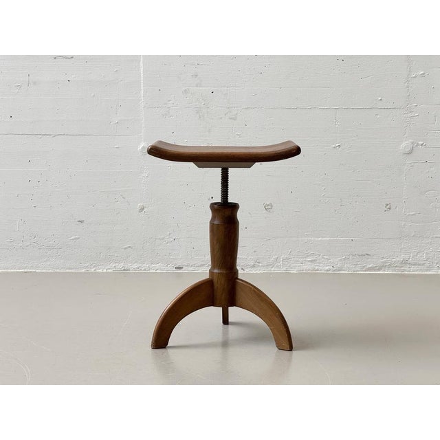 1920s Height-Adjustable Piano Stool in Beech, 1920s For Sale - Image 5 of 18