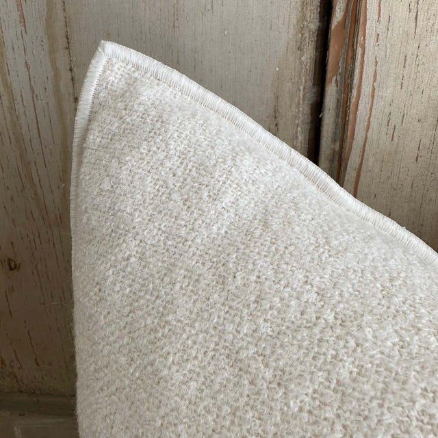 Bouclette French Wool Accent Pillow in Blanc With Down Insert For Sale - Image 4 of 6