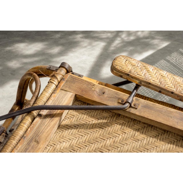 Brown Vintage German Rattan Lounge Chair with Extendable Ottoman, 1930s For Sale - Image 8 of 18