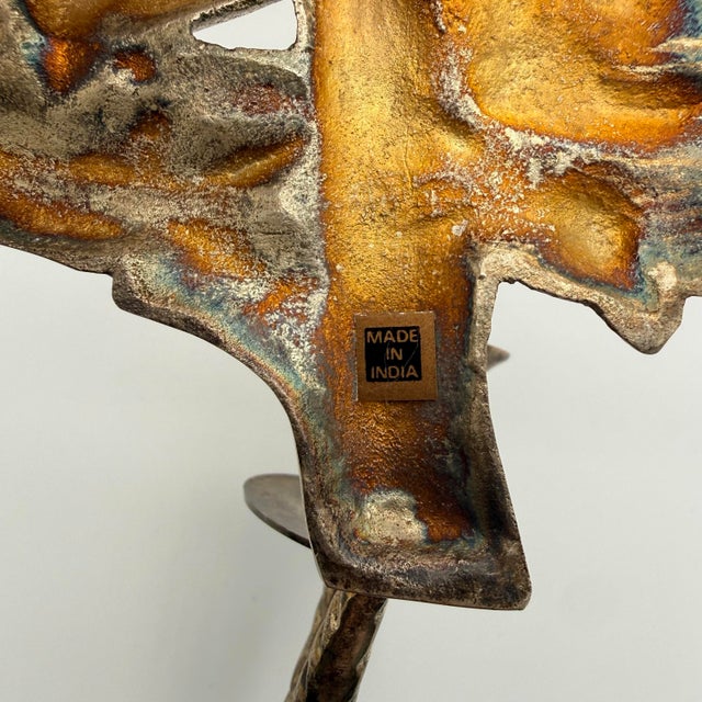 Silver Vintage Silver-Tone Bird & Nest Wall Candle Sconces — A Pair, Made in India For Sale - Image 8 of 9