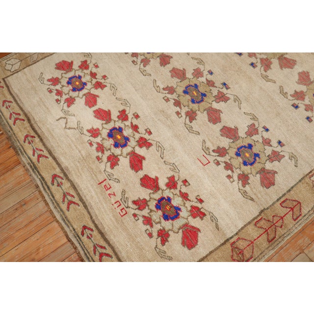 Ivory Vintage Zabihi Collection Turkish Kars Beautiful Floral Rug - 5'7" x 7'11" For Sale - Image 8 of 11