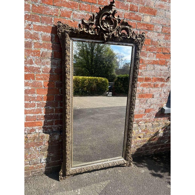 Gold Large Antique 19th Century French Silver/Gilt Mirror For Sale - Image 8 of 8