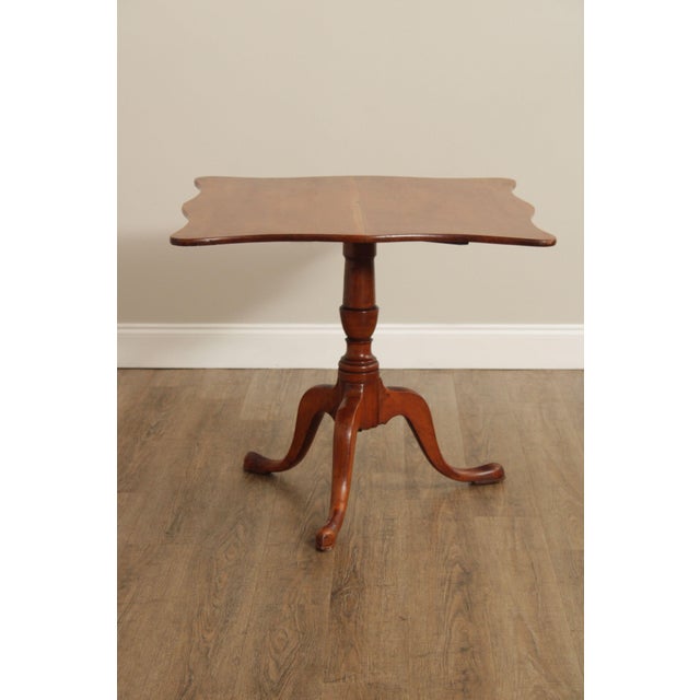 Brown Antique Early American Cherry Tilt Top Tea Table For Sale - Image 8 of 13