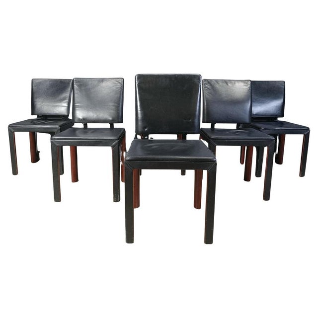 Vintage Leather Dining Chairs from Durlet, 1980s, Set of 6 For Sale - Image 12 of 12