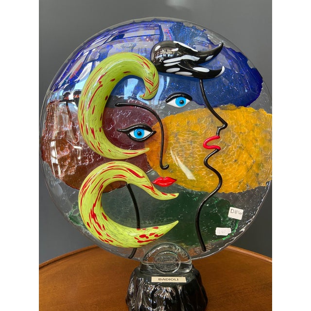Picasso Medallion in Murano Glass by Badioli, 1990s For Sale - Image 8 of 14