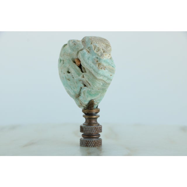 2020s Amazonite Heart Lamp Finial on Bronzed Lime Hardware For Sale - Image 5 of 9