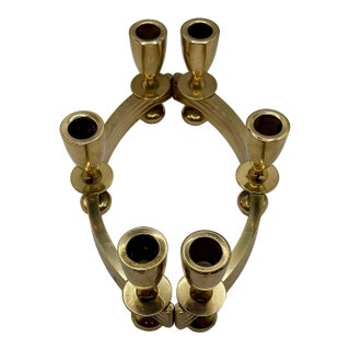 Vintage Dirilyte Gold Tone 6 Candle Candelabra Set For Sale
