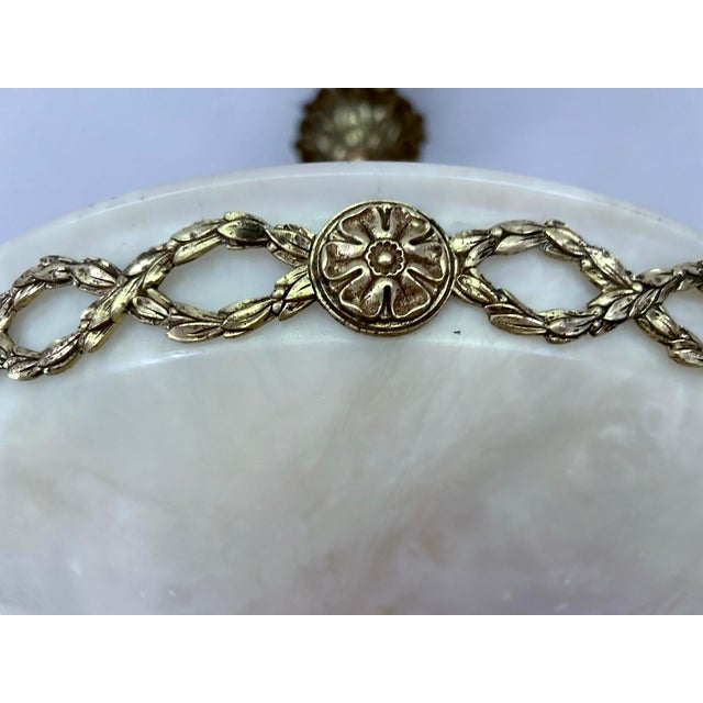 French Art Deco Alabaster and Bronze Pendant Light, 1930s For Sale - Image 15 of 18