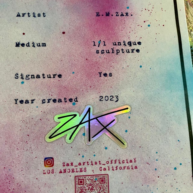 e.m. Zax Snare Drum Sculpture Drip Spray Paint, Collage & Glitter - Signed For Sale - Image 4 of 17