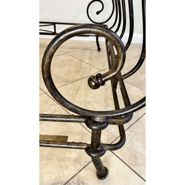 Vintage Signed Brown Jordan "Autumn Guild" Wrought Iron Queen Sleigh Bed For Sale - Image 12 of 16