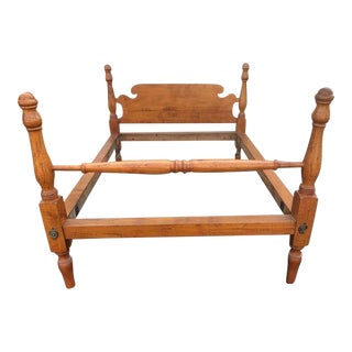Antique American 19th Century Tiger Maple 4 Poster Bed Full Size For Sale