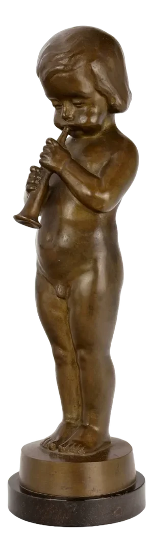 Hans Harders, Boy Playing the Shawm, 1920s, Bronze