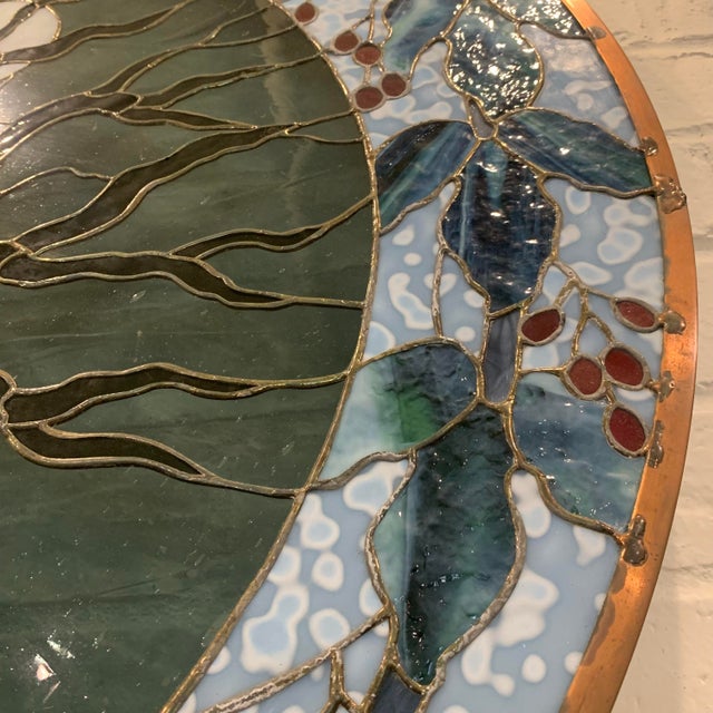 Large Vintage Stained Glass Art (Owl) For Sale - Image 9 of 12