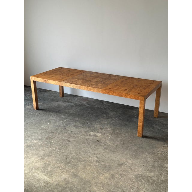Lane Burl Wood Extendable Parsons Dining Table in the Style of Milo Baughman, 1970s For Sale - Image 12 of 18