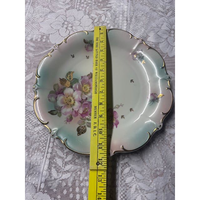 1950s Vintage Hand-Painted Bavaria Floral Plate with Gold Trim For Sale - Image 4 of 11