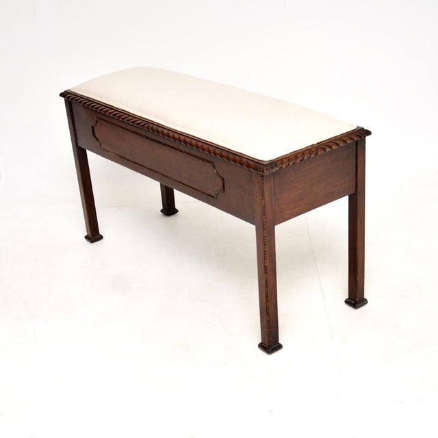 Antique Edwardian Mahogany Duet Piano Bench, 1900s For Sale - Image 6 of 12