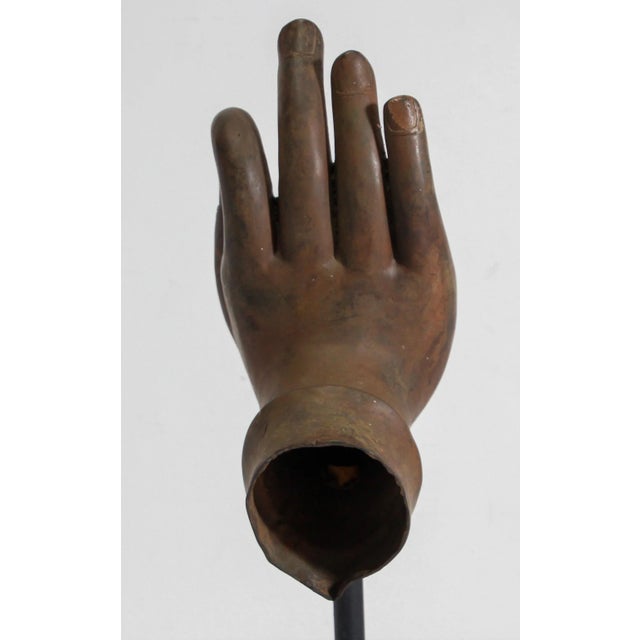 Bronze Large Cast Bronze Buddha Hand Sculpture on Stand For Sale - Image 8 of 13