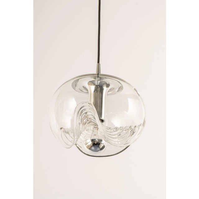Large Clear Glass Pendant Light by Peill & Putzler, Germany, 1970s For Sale - Image 3 of 14