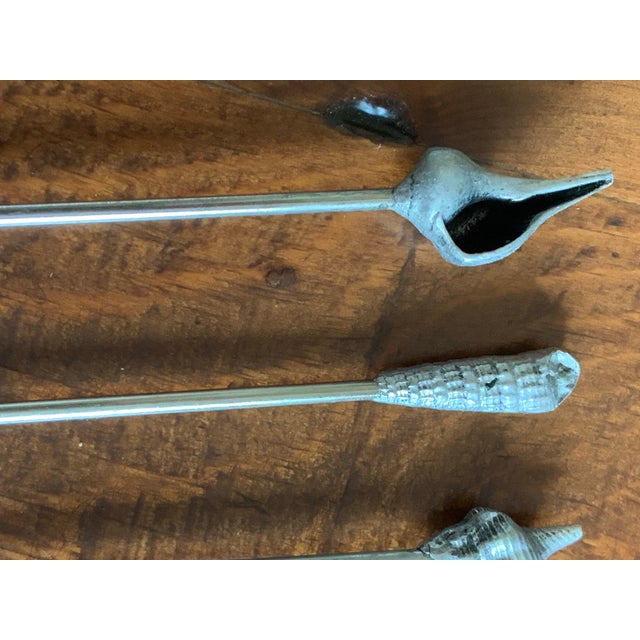 Silver Vintage Metzke Pewter Shell Cocktail Picks / Charcuterie Set of 6. Barware for Palm Beach Regency, Hollywood Regency, Coastal & British Colonial Decor For Sale - Image 8 of 12