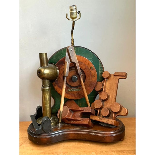 Vintage Wood and Metal Maritime Assemblage Lamp For Sale - Image 4 of 12